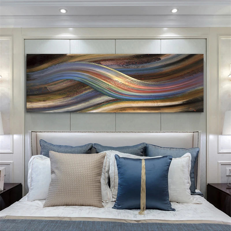 Rainbow Abstract Wall Art Fine Art Canvas Print Modern Colors Wide Format Pictures For Above The Bed or Above The Living Room Sofa