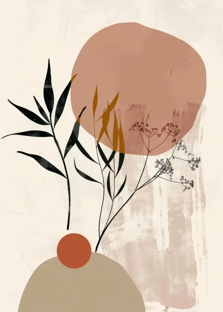 Rustic Abstract Botanical Still Life Floral Wall Art Fine Art Canvas Print For Modern Living Room Dining Room Kitchen Art Decor