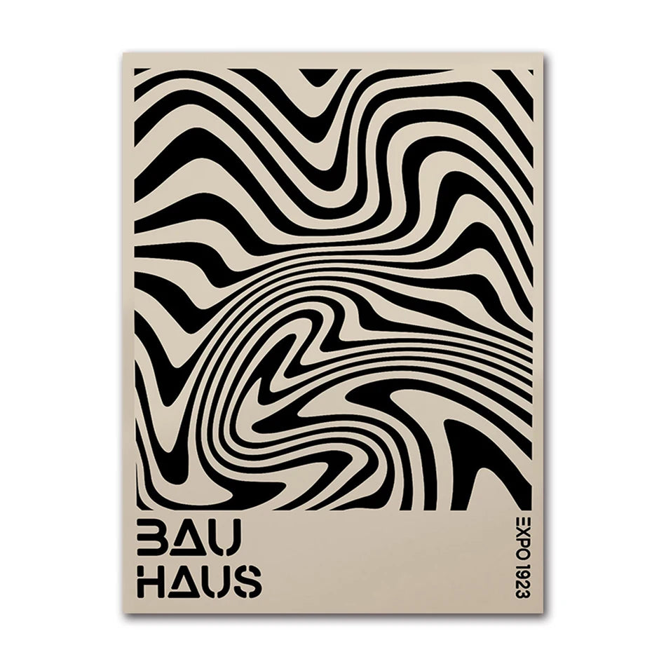 Vintage Retro Bauhaus Abstract Geometric Wall Art Fine Art Canvas Prints Black Beige Pictures For Living Room Dining Room Home Office Decor