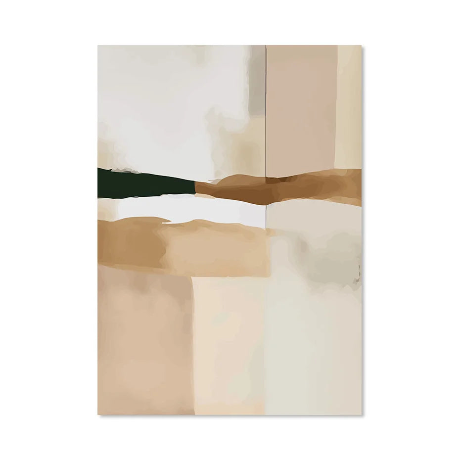 Neutral Color Blocks Beige Black Wall Art Fine Art Canvas Prints Modern Abstract Pictures For Living Room Bedroom Art Decor
