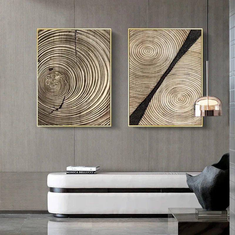 Natural Abstract Wood Tree Rings Wall Art Fine Art Canvas Prints Pictures For Living Room Dining Room Home Office Art Decor