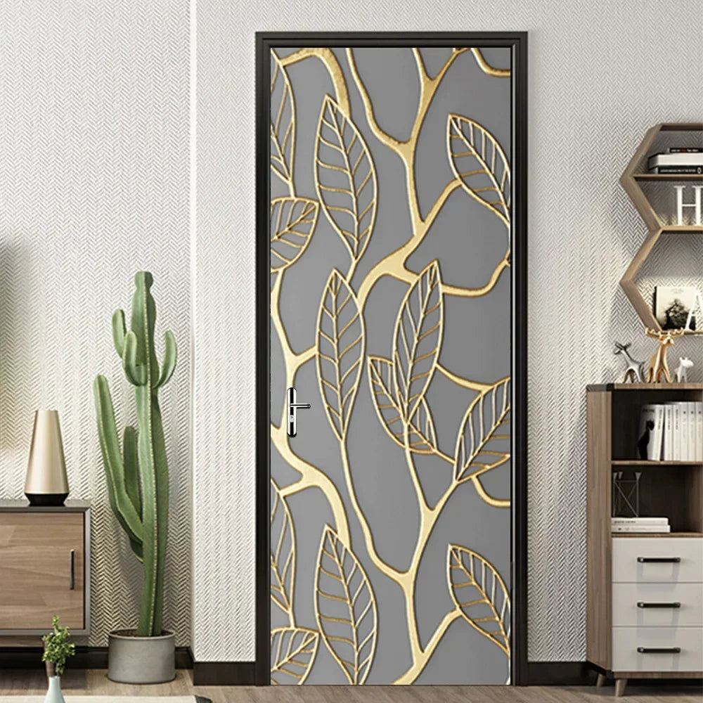 Modern Abstract Pearl Geometric Door Sticker Mural Removable PVC Vinyl Peel N Stick Wall Art Mural Decal For Interior Doors Creative DIY Home Decor