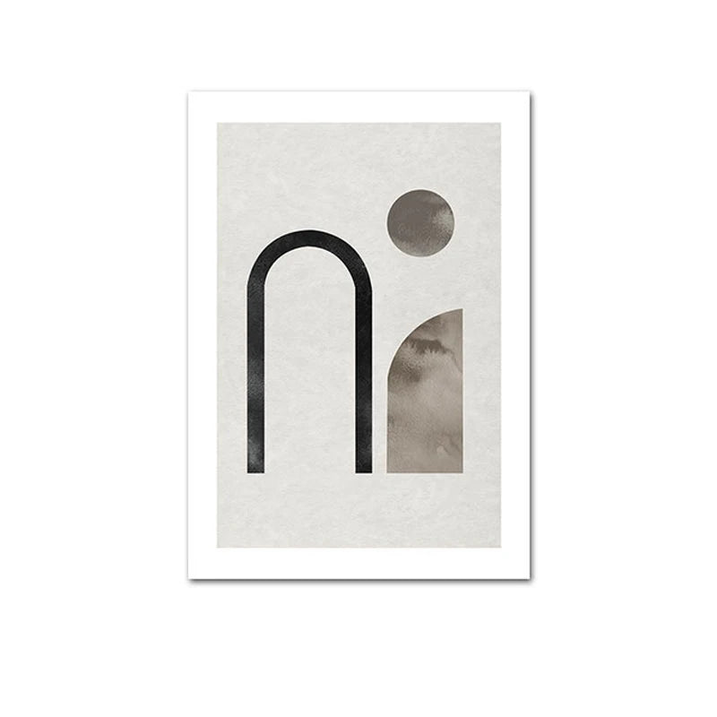 Scandinavian Minimalist Geometric Dark Neutral Colors Wall Art Fine Art Canvas Prints Modern Abstract Pictures For Living Room Home Decor
