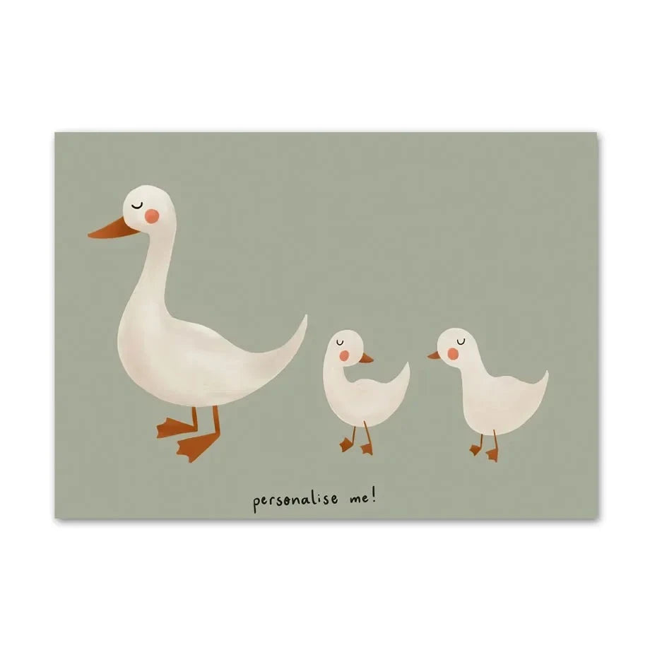 Cute Baby Animals Nursery Wall Art Illustrations Fine Art Canvas Prints Geese Mouse Lion Polar Bear Poster Pictures For Baby's Room Wall Decor