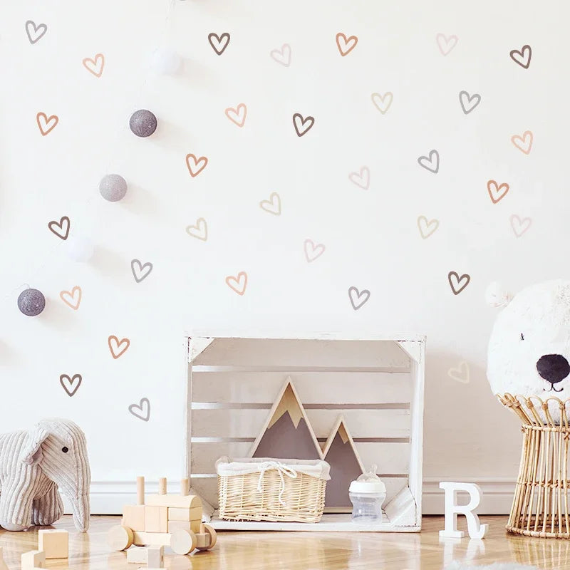 Cute Little Hearts Wall Stickers Removable PVC Vinyl Wall Decals For Living Room Bedroom Kid's Room Nursery Room Creative DIY Decor