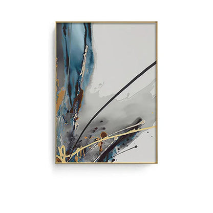 Modern Botanical Floral Wall Art Fine Art Canvas Prints Blue Gray Abstract Pictures For Living Room Bedroom Wall Art Decor