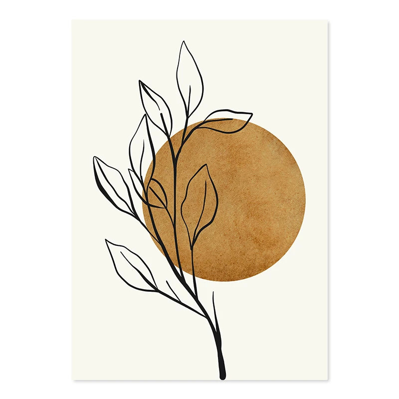 Abstract Geometric Botanical Line Art Fine Art Canvas Prints Wall Art Modern Minimalist Pictures For Living Room Dining Room Wall Decor