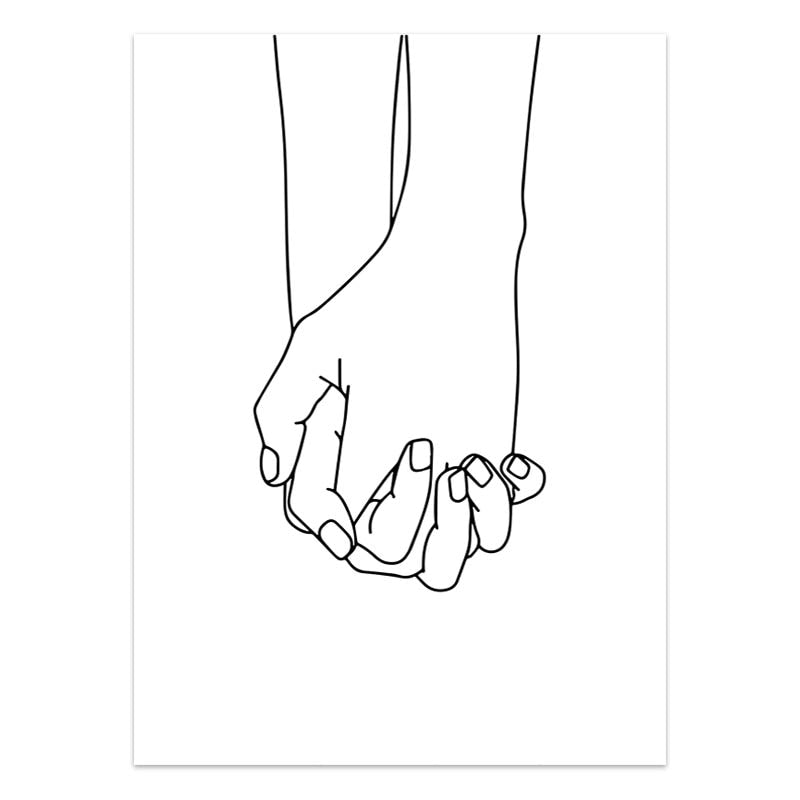 Modern Minimalist Black White Love Posters Wall Art Fine Art Canvas Prints Silhouette Figure Art Pictures For Living Room Bedroom Art Decor