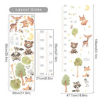 Cute Woodland Animals Height Measurement Wall Sticker For Nursery Room Removable Peel & Stick PVC Wall Decal For Creative Kid's Room Decor
