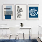 Blue Black Minimalist Geometric Line Art Wall Art Fine Art Canvas Prints Inspirational Quote Pictures For Living Room Bedroom Home Office Decor