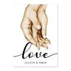 Personalized Family Names Hands Posters Love Wall Art Fine Art Canvas Prints Pictures For Family Living Room Kid's Room Wall Decor