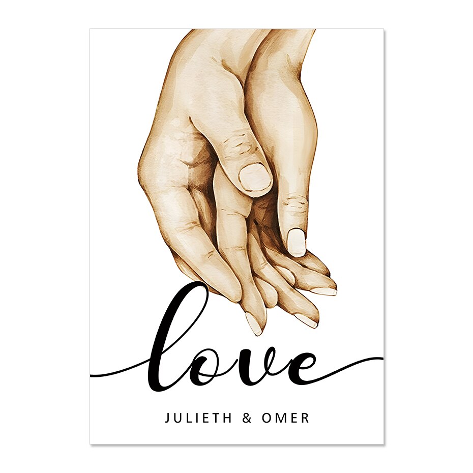 Personalized Family Names Hands Posters Love Wall Art Fine Art Canvas Prints Pictures For Family Living Room Kid's Room Wall Decor