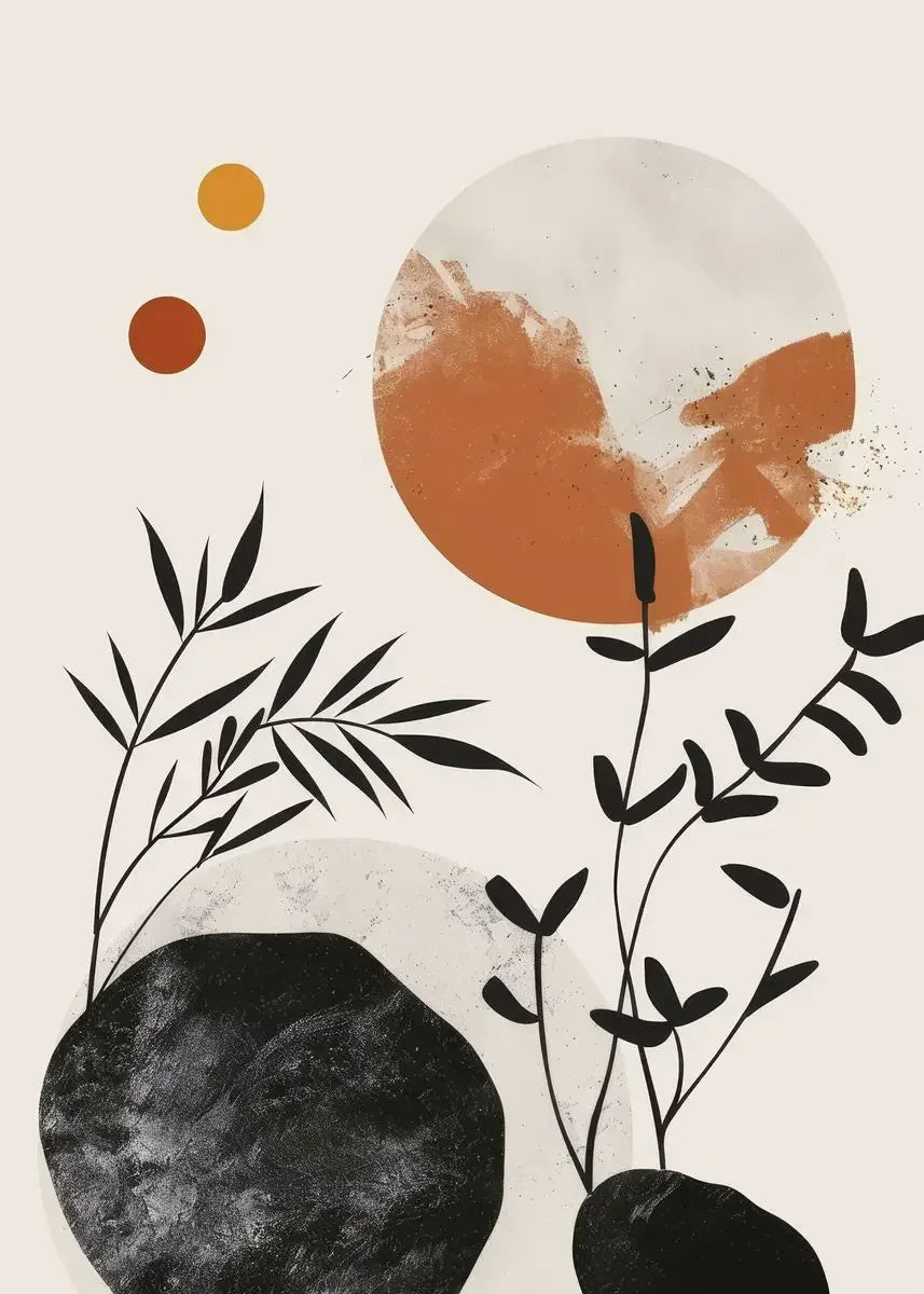 Rustic Abstract Botanical Still Life Floral Wall Art Fine Art Canvas Print For Modern Living Room Dining Room Kitchen Art Decor