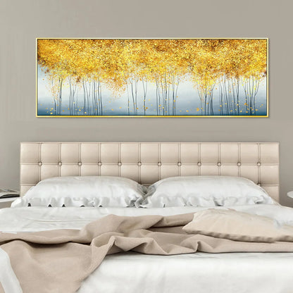 Golden Canopy Panoramic Autumn Whisper Abstract Wall Art Wide Format Fine Art Canvas Print Picture For Above The Sofa Above The Bed