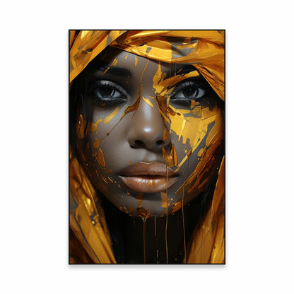 Golden Girl Fashion Wall Art Fine Art Canvas Prints Modern Abstract Portrait Pictures For Living Room Bedroom Boutique Salon Art Decor