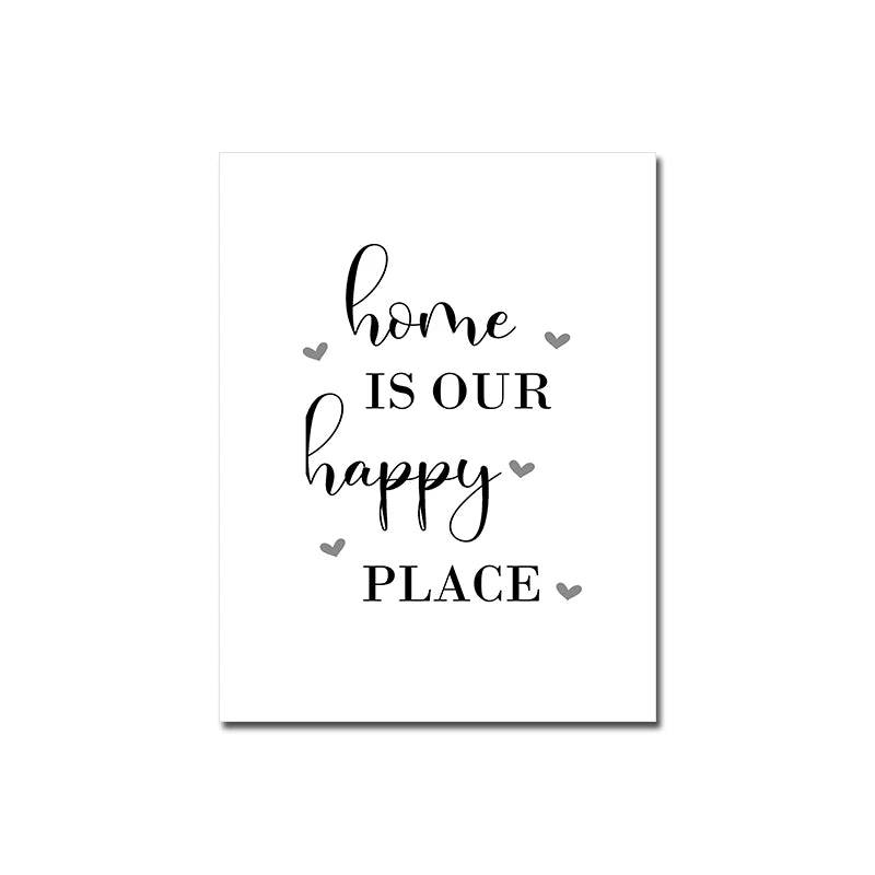 Love Family Home Happy Quotes Posters Canvas Prints Wall Art Black White Minimalist Quotation Pictures For Kitchen Living Room Family Room Home Decor