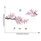 Pink Blossom Birds On The Branch Wall Mural For Bedroom Living Room Removable Peel & Stick PVC Vinyl Wall Decal For Creative DIY Home Decor
