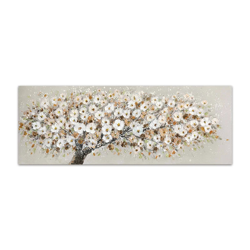 * Featured Sale * Blooming White Floral Petal Tree Wall Art Fine Art Canvas Print Wide Format Picture For Above The Sofa Above The Bed