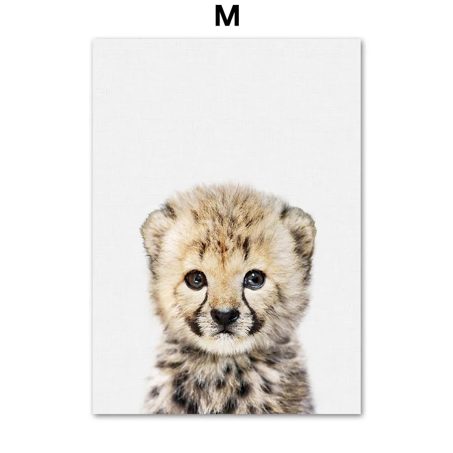 * Featured Sale * Baby Animals Nursery Posters Lion Tiger Leopard Elephant Fox Rabbit Wall Art Print Fine Art Canvas Prints Pictures For Kids Room
