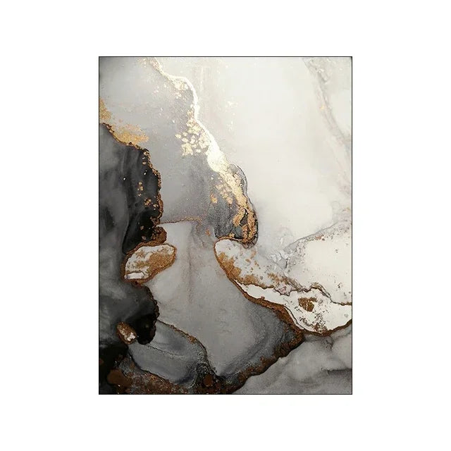 Black Golden Gray Marble Print Wall Art Fine Art Canvas Prints Abstract Pictures For Modern Apartment Living Room Home Office Decor