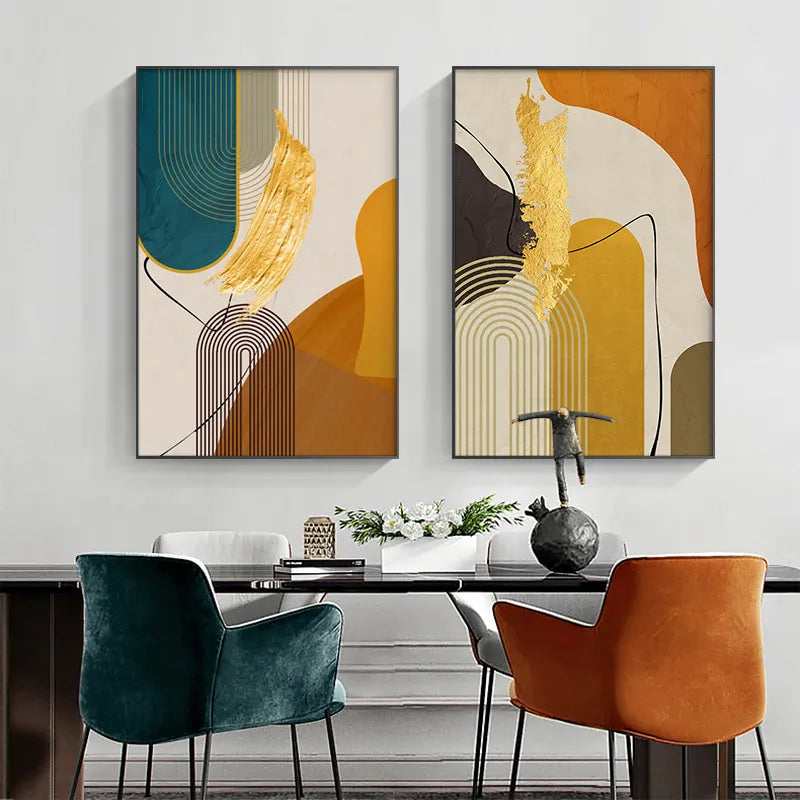 Modern Abstract Line Shape & Form Colorful Wall Art Fine Art Canvas Prints Pictures For Living Room Dining Room Home Office Decor