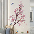 Pink Blossom Birds On The Branch Wall Mural For Bedroom Living Room Removable Peel & Stick PVC Vinyl Wall Decal For Creative DIY Home Decor