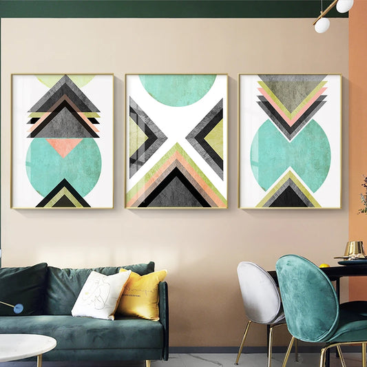 Modern Abstract Colorful Geometry Wall Art Fine Art Canvas Prints Nordic Pictures For Living Room Kitchen Dining Room Home Office Art Decor