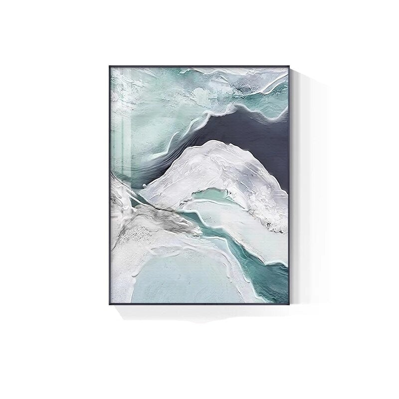 Nordic Abstract Blue Jade Beach Ocean Wall Art Fine Art Canvas Prints Modern Pictures For Living Room Bedroom Hotel Room Decor