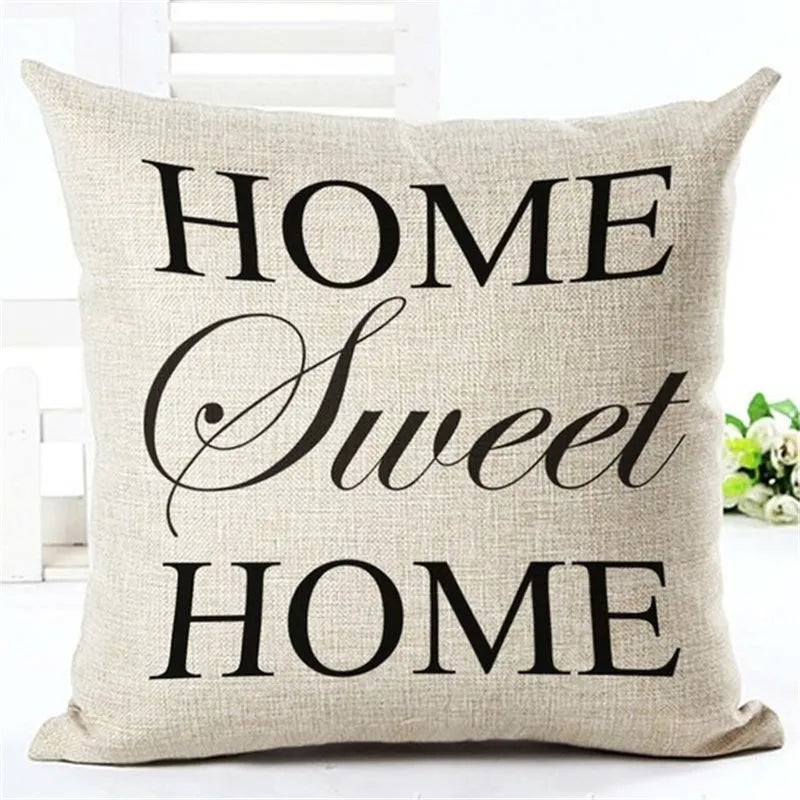 Home Sweet Home Cute Quotes Typographic Linen Cushion Covers for Living Room Sofa Throw Pillow Cases Simple Natural Modern Home Decor