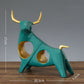 Ornamental Abstract Horned Bull Sculptured Cattle Gold White Jade Handicraft Sculpture Ornaments For Coffee Table Nordic Home Decor
