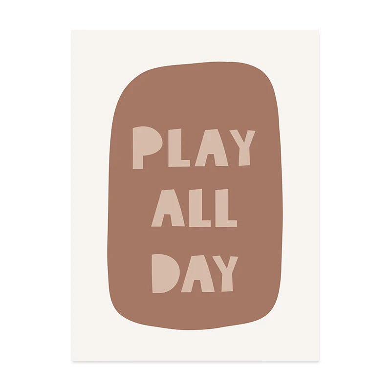 Personalized Baby's Name Wall Art For Nursery Room Cute Rainbow Cloud Play All Day Poster Pictures For Baby's Boy Girl's Room Wall Decoration