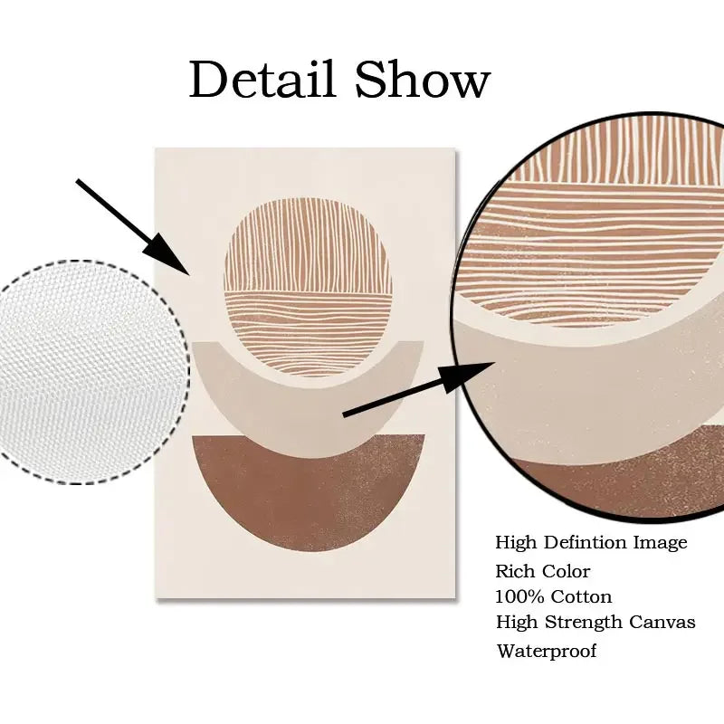 Set of 3 Pcs Abstract Geometric Earthy Tones Minimalist Wall Art Fine Art Canvas Prints Pictures For Living Room Dining Room Neutral Home Decor