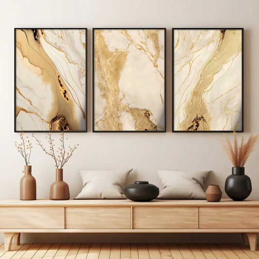 Modern Abstract Black Beige Golden Liquid Marble Print Wall Art Fine Art Canvas Prints Pictures For Living Room Bedroom Art Decor