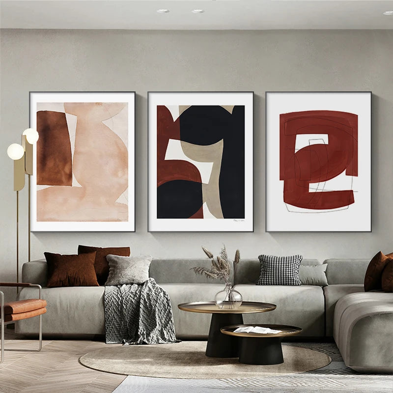 Modern Earthy Tones Abstract Wall Art Fine Art Canvas Prints Pictures For Contemporary Apartment Living Room Home Office Art Decor
