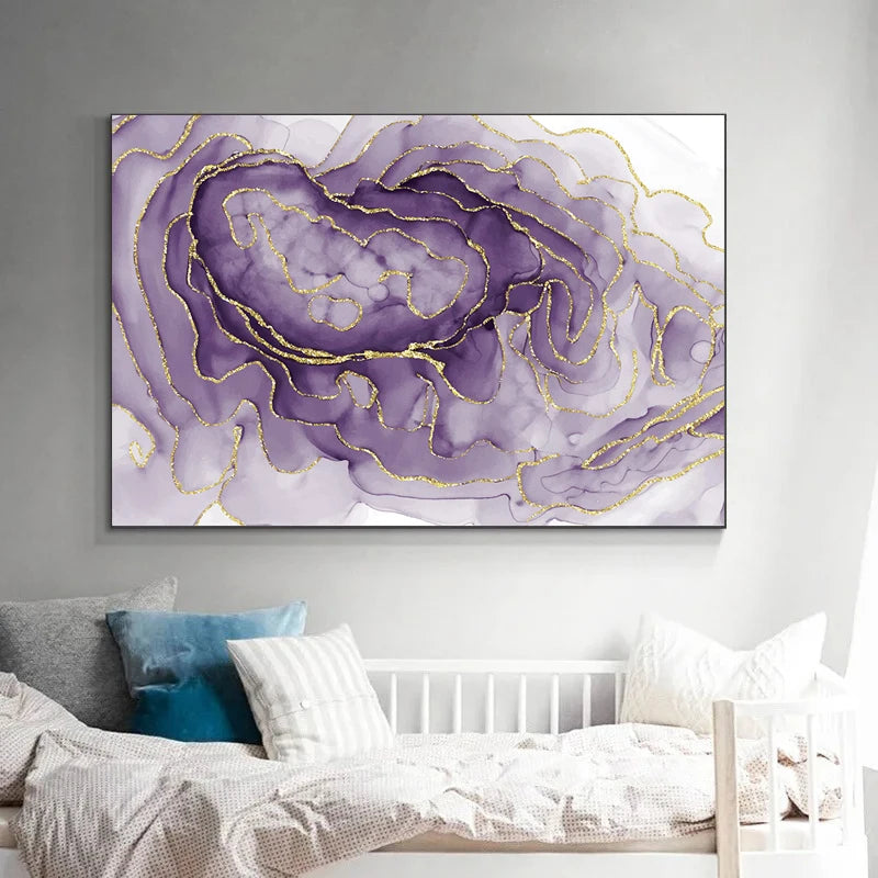 Purple Mauve Liquid Marble Print Wall Art Fine Art Canvas Prints Chic Abstract Pictures For Living Room Bedroom Boutique Salon Art Decor 2025