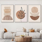 Set of 3 Pcs Abstract Geometric Earthy Tones Minimalist Wall Art Fine Art Canvas Prints Pictures For Living Room Dining Room Neutral Home Decor