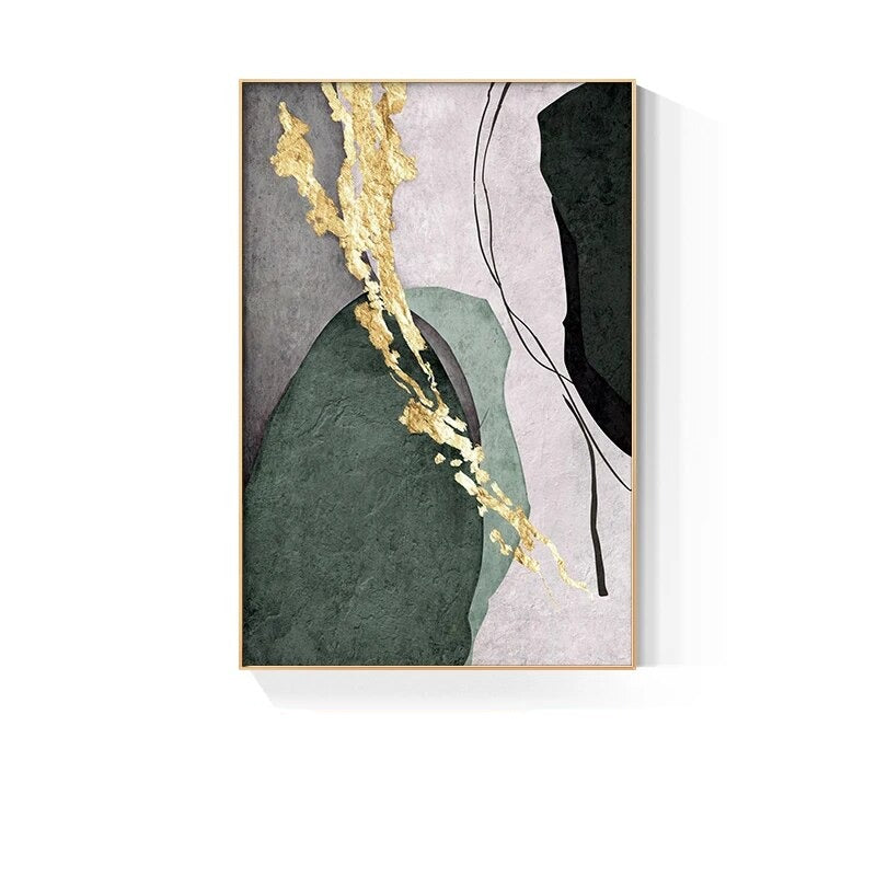 Neutral Colors Abstract Wall Art Fine Art Canvas Prints Golden Splashed Nordic Geomorphic Posters Pictures For Modern Home Office Interiors