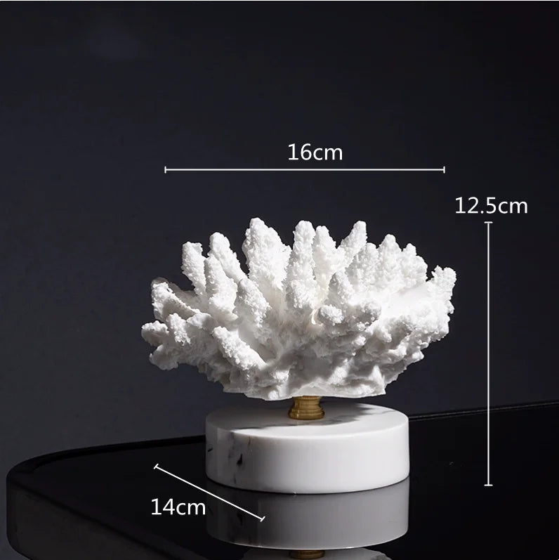 Ocean Themed Faux Coral Resin Ornaments Crystal Tree Glass Vase Decorative Figurines Abstract Art Sculpture For Luxury Living Room Coffee Table Decor
