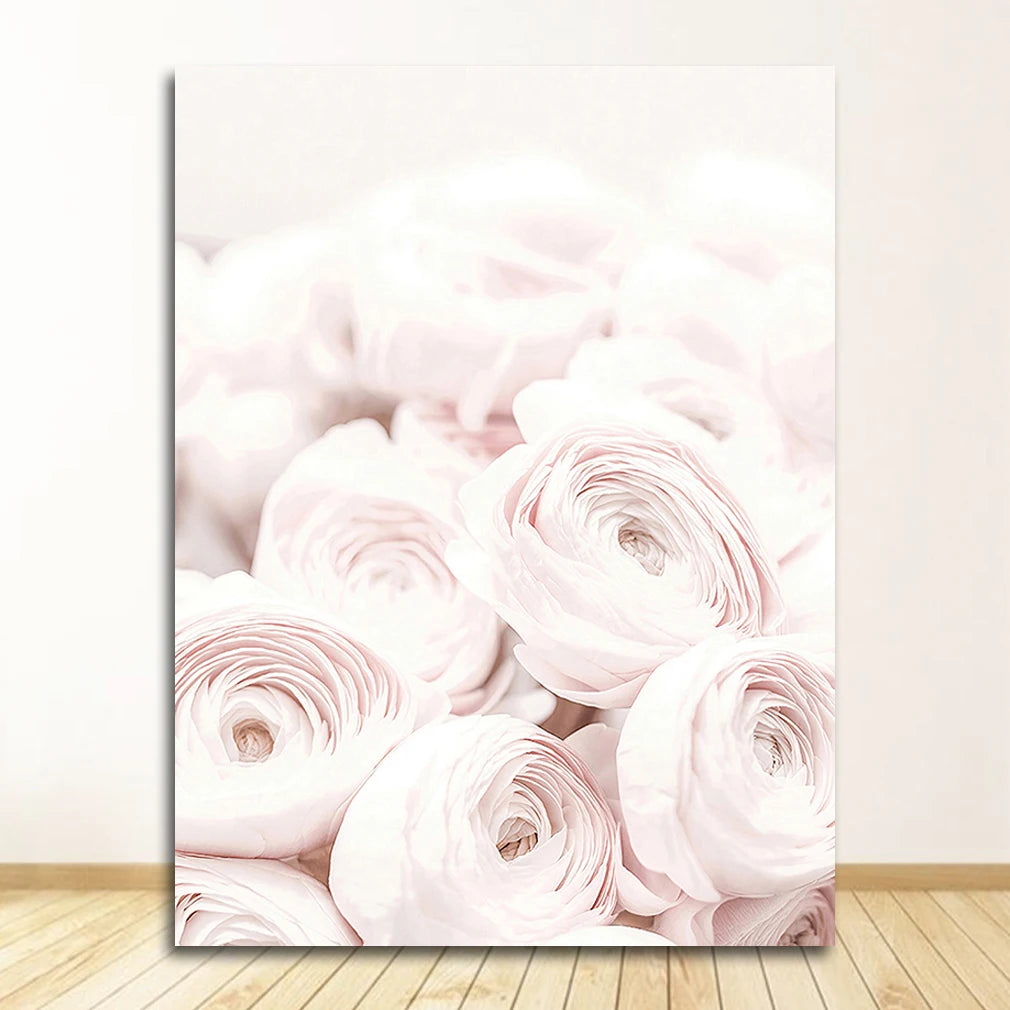 Minimalist Pink Floral Wall Art Fine Art Canvas Prints Modern Botanical Pictures For Living Room Dining Room Bedroom Art Decor