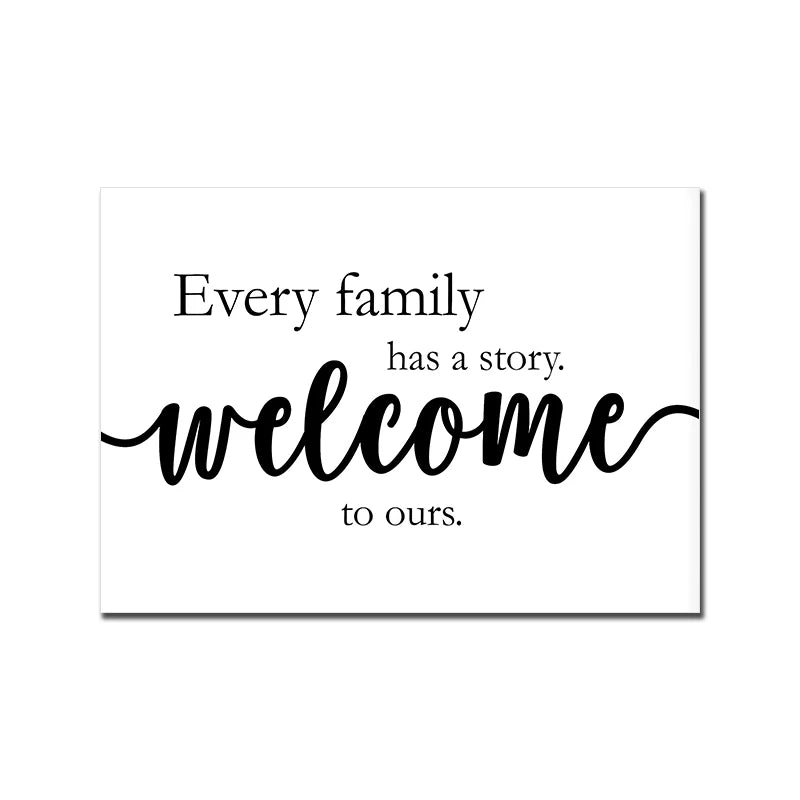 Love Family Home Happy Quotes Posters Canvas Prints Wall Art Black White Minimalist Quotation Pictures For Kitchen Living Room Family Room Home Decor