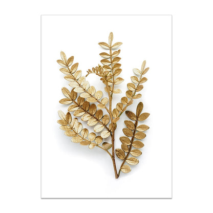 Modern Abstract Exotic Tropical Botanical Wall Art Fine Art Canvas Prints Golden Leaf Minimalist Pictures For Luxury Living Room Dining Room Art Decor