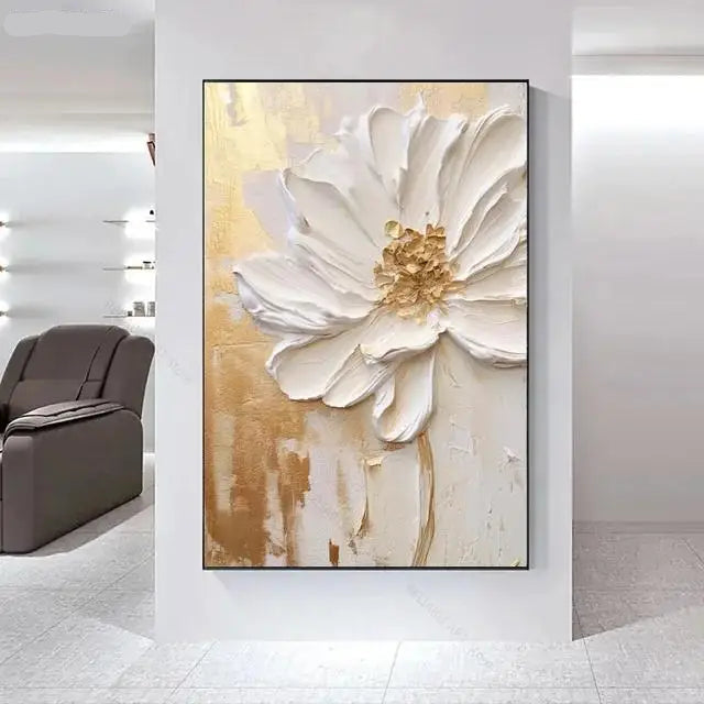 Big White Floral Wall Art Fine Art Canvas Prints Modern Botany Pictures For Living Room Dining Room Entrance Hallway Wall Decoration