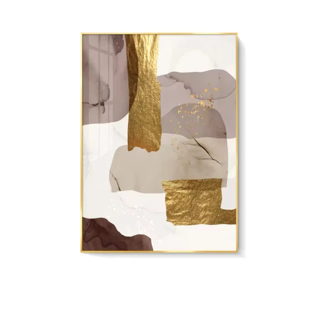 Abstract Elements Earthy Hues Wall Art Fine Art Canvas Prints Subtle Brown Beige Natural Golden Nordic Lifestyle Posters Luxury Loft Apartment Wall Art Decor