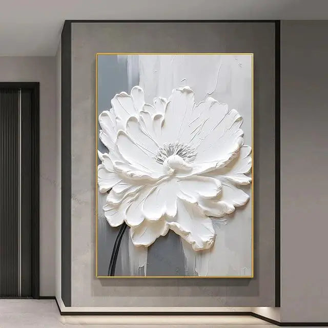 Big White Floral Wall Art Fine Art Canvas Prints Modern Botany Pictures For Living Room Dining Room Entrance Hallway Wall Decoration
