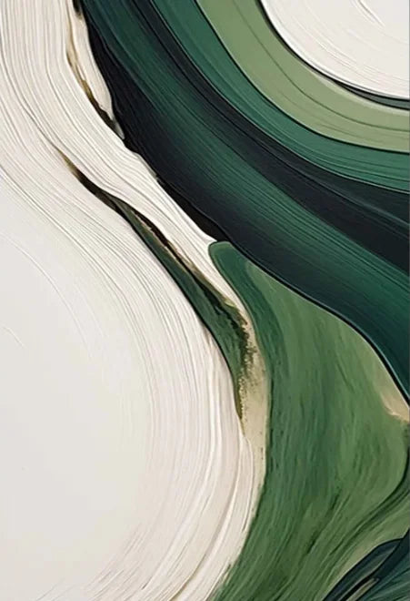 Large Format Abstract Wall Art Fine Art Canvas Prints Green Beige Golden Flowing Textural Design Pictures For Modern Apartment Living Room Foyer Art Decor