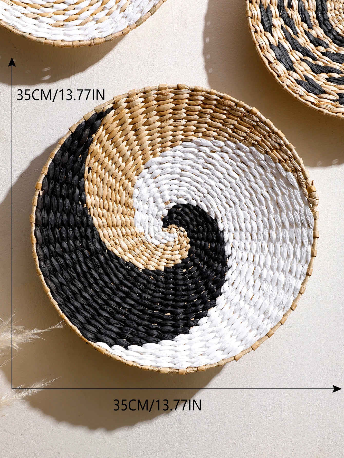 Rustic Nordic Farmhouse Handmade Wicker Weave Discs Wall Hanging Decorations Table Mats For Kitchen Living Room Coffee Table Dining Room Home Decor