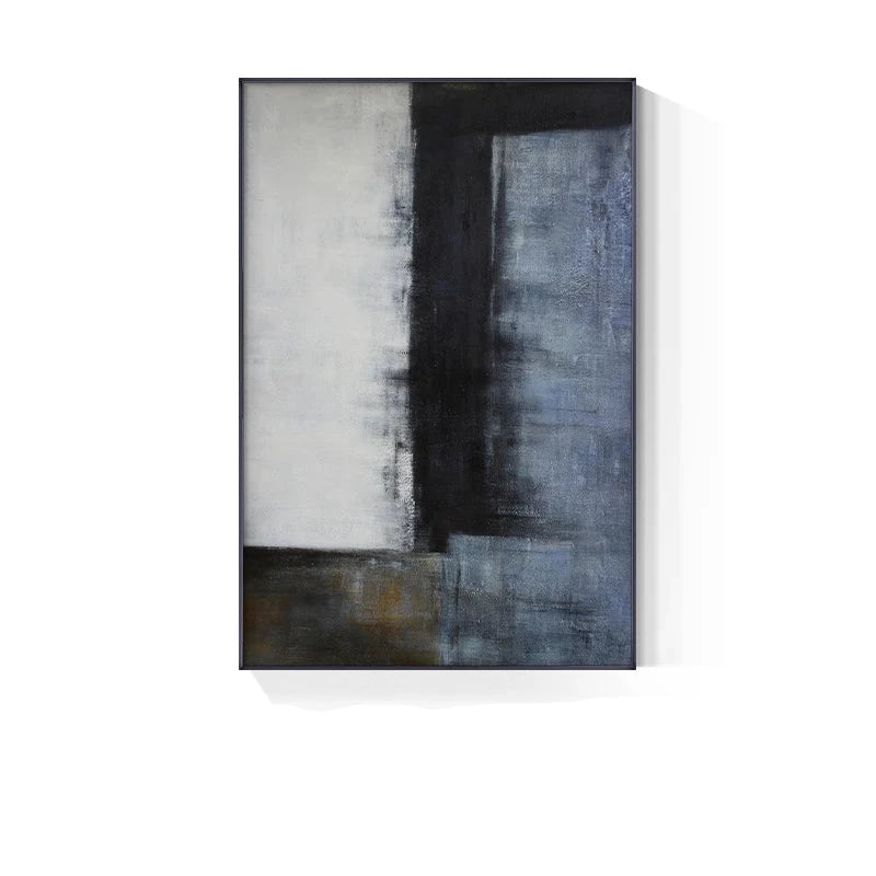 Blue Grey Industrial Abstract Wall Art Fine Art Canvas Prints Modern Art For Contemporary Living Room Dining Room Home Office Foyer Art Decor