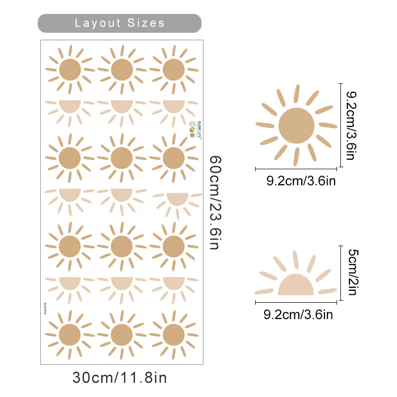 Sun Rising Cute Nordic Wall Decals For Children's Nursery Room Removable Peel & Stick Wall Stickers For Creative DIY Kid's Room Wall Decor