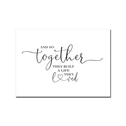 Love Family Home Happy Quotes Posters Canvas Prints Wall Art Black White Minimalist Quotation Pictures For Kitchen Living Room Family Room Home Decor
