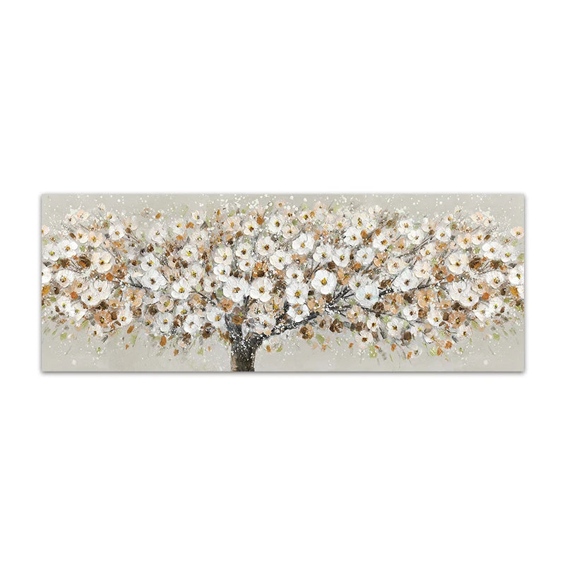 * Featured Sale * Blooming White Floral Petal Tree Wall Art Fine Art Canvas Print Wide Format Picture For Above The Sofa Above The Bed